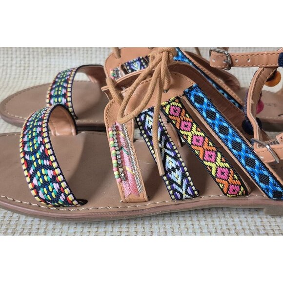Indigo Rd. Colorful Gladiator Strappy Flat Sandal Size 9.5 Festival Summer Boho - Picture 5 of 14